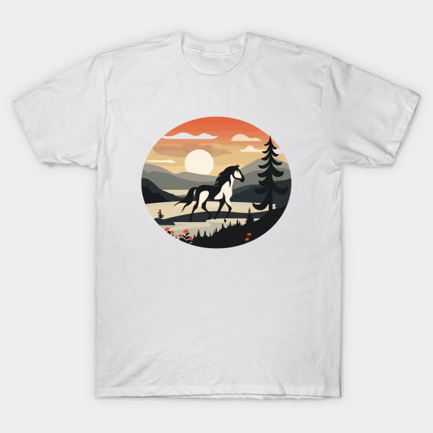 Equine Elegance: Majestic Horses in Beautiful Riding Landscape T-Shirt by Kibo2020